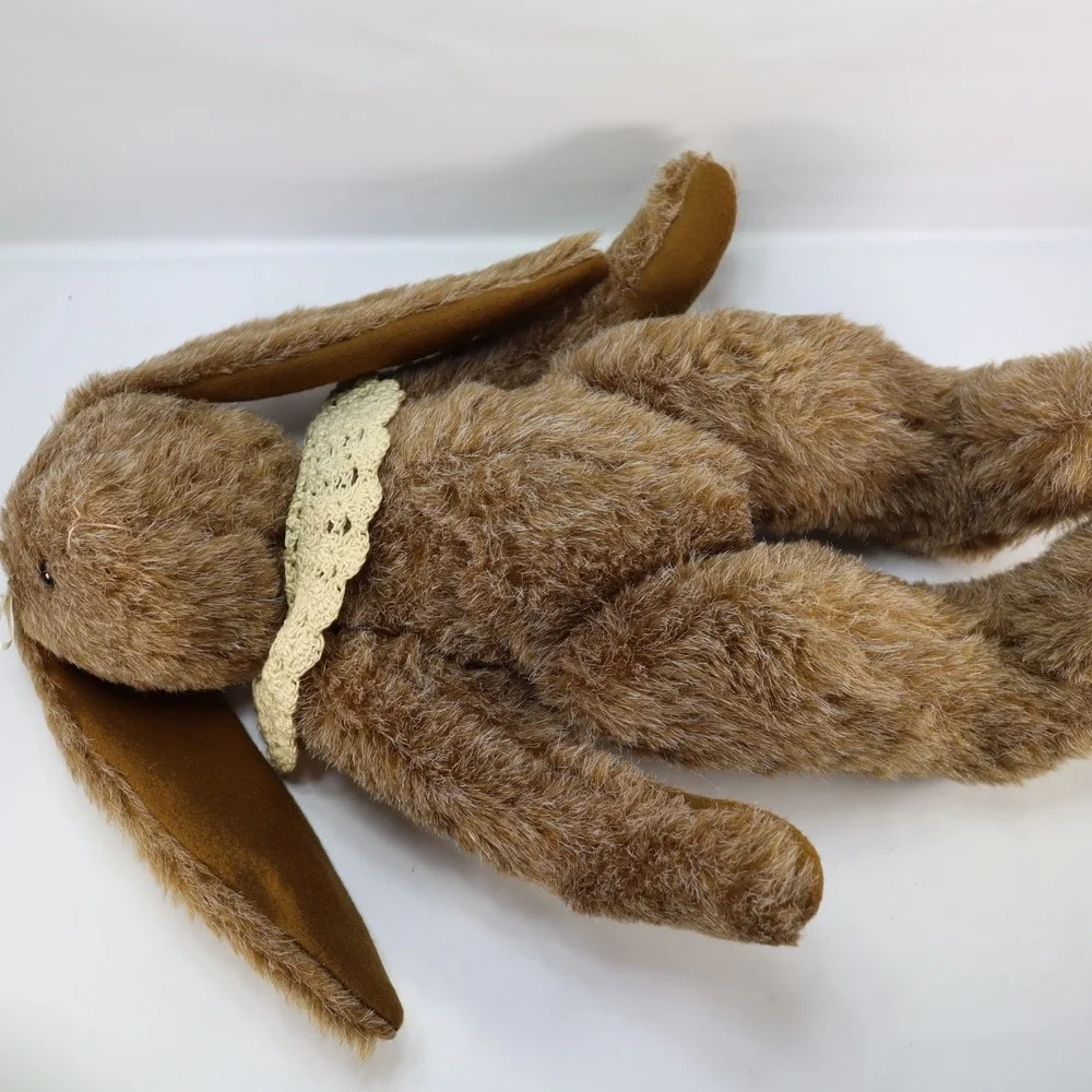 Vintage Easter Bunny Brown Rabbit Jointed Plush Stuffed Animal Bear Carol Dayton